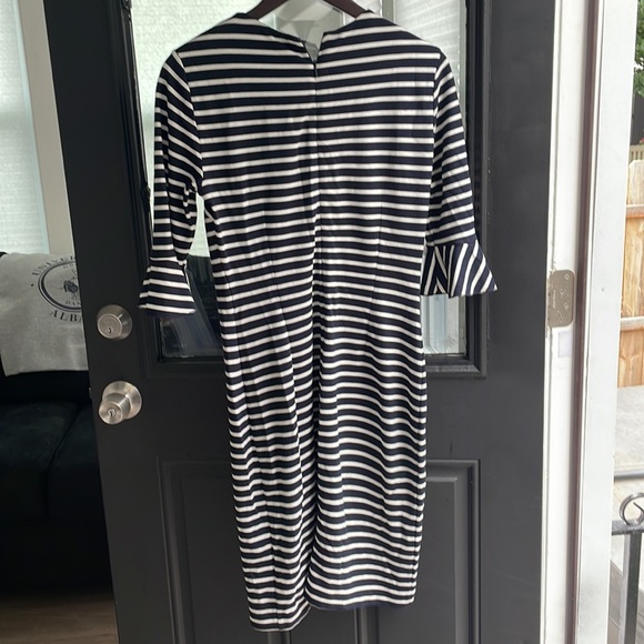 Navy blue and white striped dress from banana republic with 1/2 sleeve ruffle - Picture 5 of 5